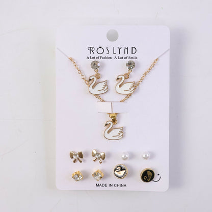 Premium Gold Plated Leaf Pearl Drop Earrings for Women & Girls (Pack Of 7)