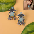 Oxidized Silver Drop Earrings – Traditional Tribal Style for Women
