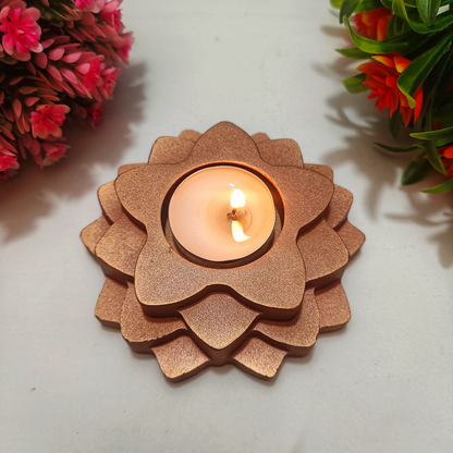 Flower 4-Layer Diya gold tealight candle Elegant Home Decor Handmade