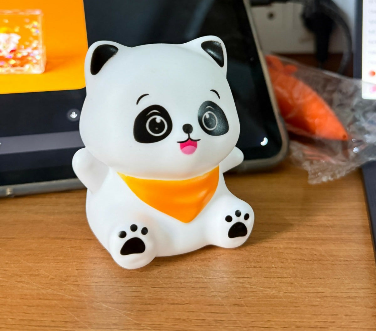 Portable panda silicone night lamp glowing softly