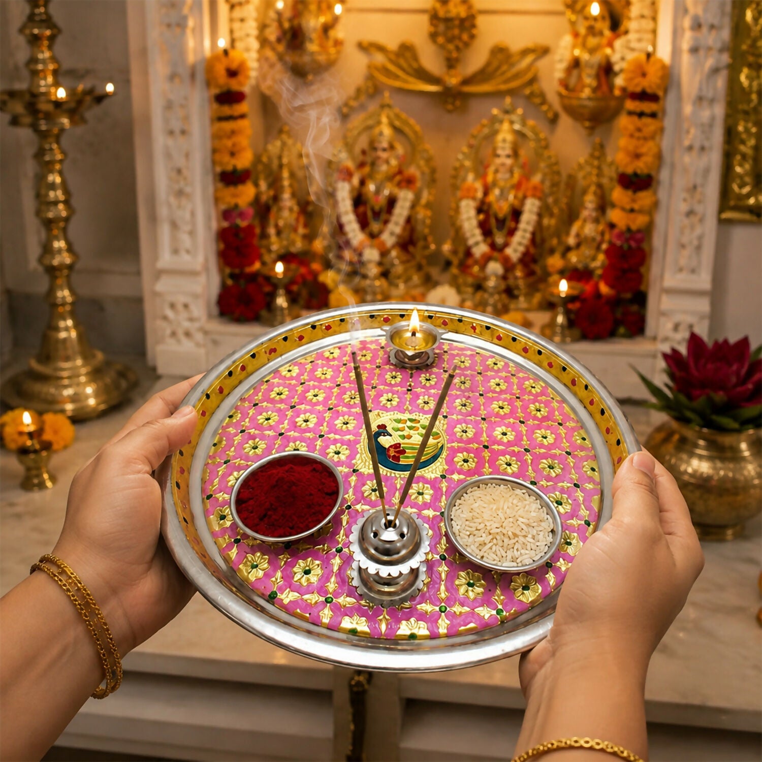 Pink Pooja thali- 02