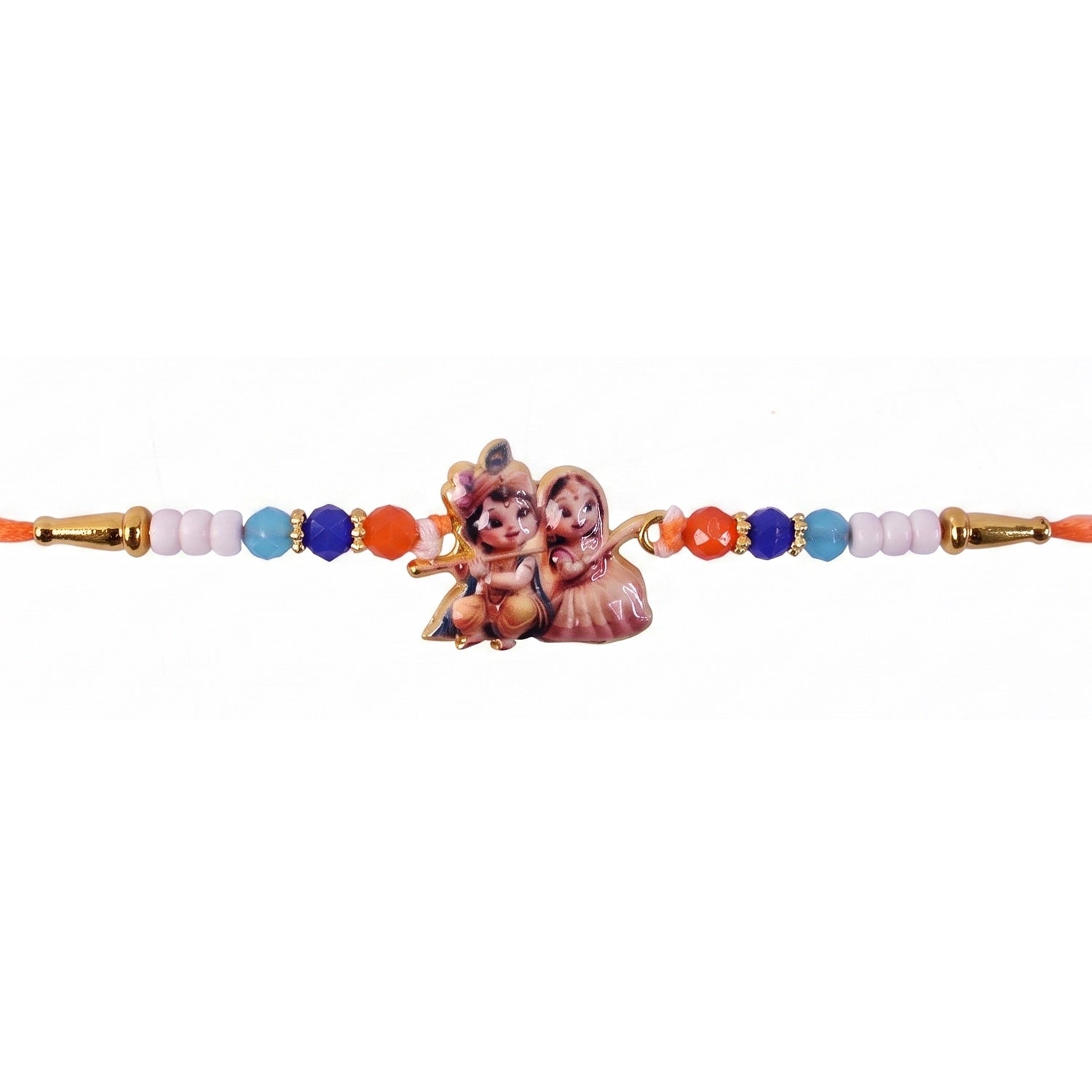 Soft thread Rakhi with Radha Krishna centerpiece