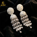 Pearl Chandelier Jhumka Earrings – Luxury Floral Cascade Design