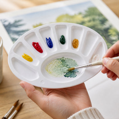 Small Oval Colour Mixing Plate 8 Well Paint Palette for Painting & Colour Blending