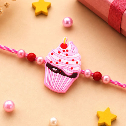 Kids Rakhi for Brother - Cupcake Charm Designer Beaded (5pcs)