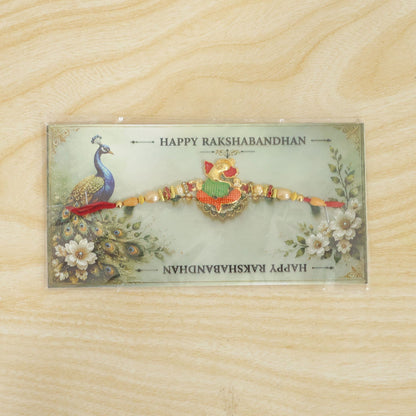 Ganesha Charm Designer Rakhi with Beaded Traditional Accent Work (10pcs)