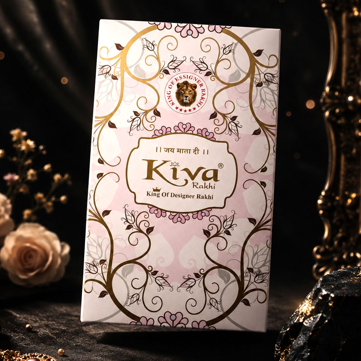 Sparkling American Diamond CZ Flower Designer Rakhi for Brother Gift Set