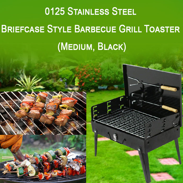Stainless Steel Briefcase Style Barbecue Grill Toaster (Medium, Black ...