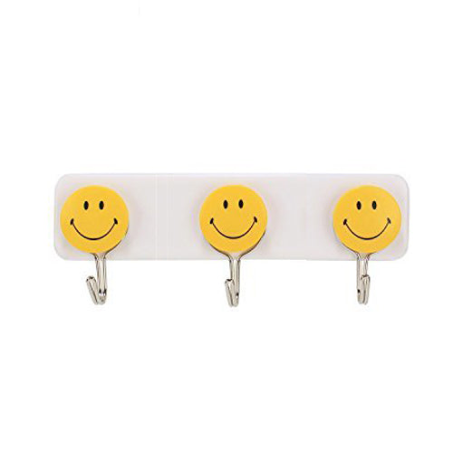 1111 Self Adhesive Smiley Face Wall Hooks (Pack of 3) DeoDap