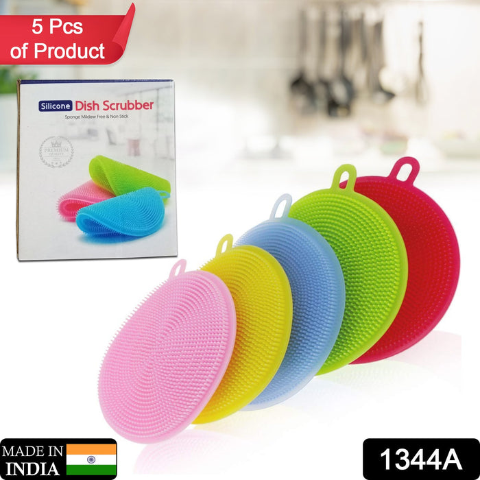 Silicone Dish Sponge Soft Double-Sided Kitchen Sponges With Suction Cup
