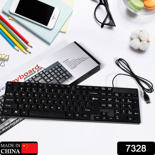 7328 Wired USB 102 Keys, Ergonomic Portable Typewriter Keyboard for Home Office, Plug and Play DeoDap