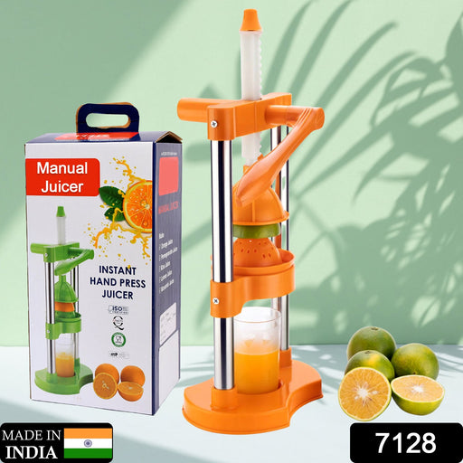 7128 Hand Pressure Juicer With Glass Manual Cold Press Juice Machine  Instant Make Juice Squeezer, Fruits Juicer, Juice Maker, Orange Juice Extractor For Fruits & Vegetables, Orange DeoDap