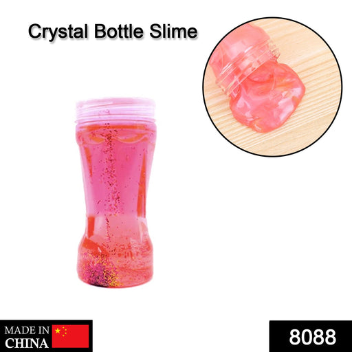 Soft jar containing glitter and crystal slime for play