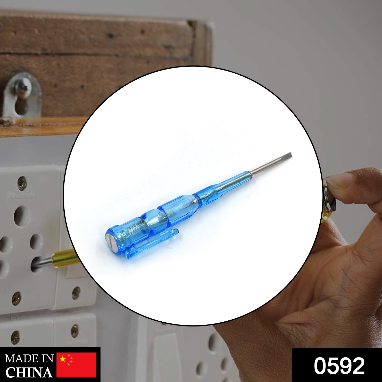 Screwdriver with metal tester for electrical diagnostics.