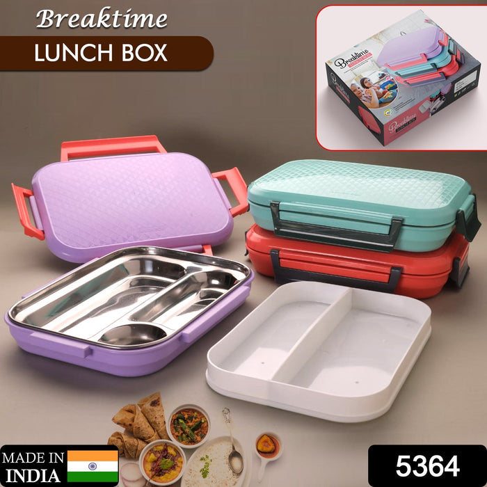 Break Time Lunch Box Steel Plate Multi Compartment Lunch Box Carry To ...