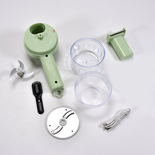 Dropship 1pc 4 In 1 Vegetable Chopper Handheld Electric Vegetable Cutter  Set Portable Wireless Garlic Mud Masher Garlic Press And Slicer Set  Multifunctional Electric Mini Food Processor to Sell Online at a