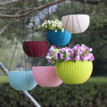 Hanging Flower Pot Set – Plastic Round Planters (6 Pcs) | Indo Glow