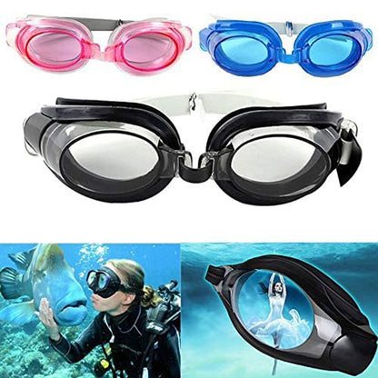 Swimming goggles with clear lenses and adjustable strap