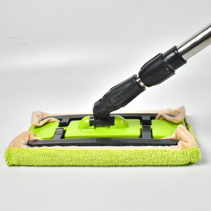 7870 DRY CLEANING FLAT MICROFIBER FLOOR CLEANING MOP WITH STEEL ROD LONG HANDLE DRY MOP DeoDap