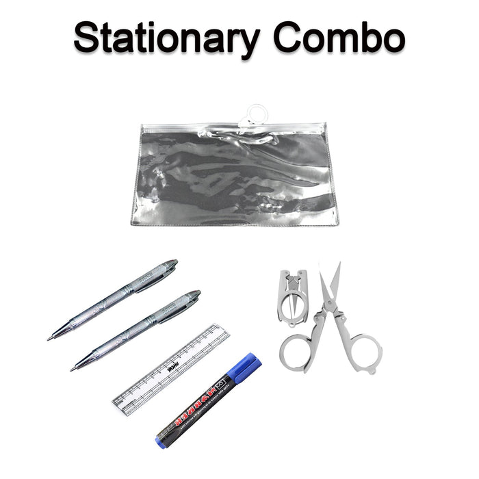 4848  6-Pcs Combo Zipper Pouch scissor Ruler Pen And Marker Used While Studying By Teachers And Students In Schools And Colleges Etc. DeoDap