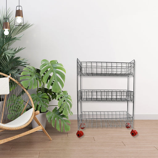 5360 Stainless Steel Fruit & Vegetable Stand Kitchen Trolley 3 TIER KITCHEN TROLLEY / Fruit Basket / Vegetable Stand for Storage / Onion potato rack for kitchen / Vegetable rack for kitchen DeoDap
