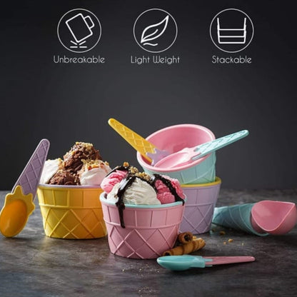 Ice cream bowl set with waffle design