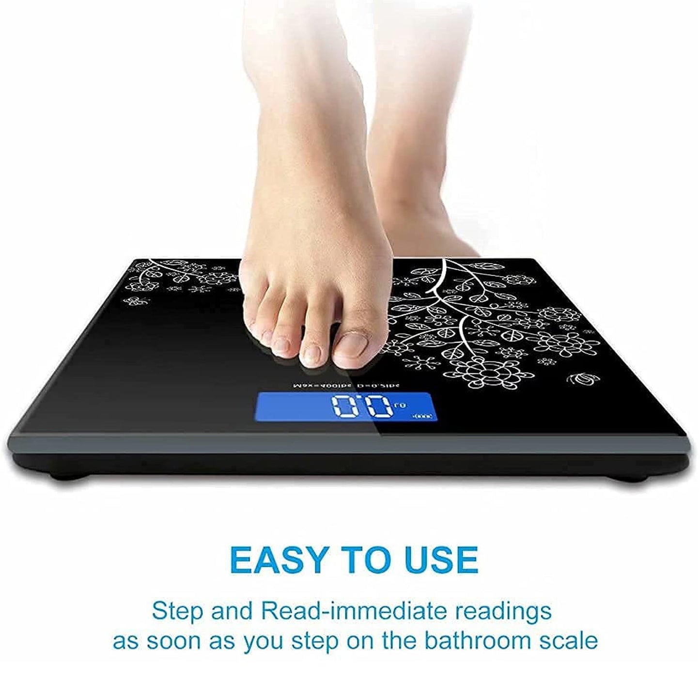 Digital bathroom scale with sleek design and precision for home use.