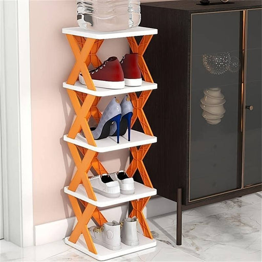 9054A  5 Tier Shoes Stand, Shoe Tower Rack Suit for Small Spaces, Closet, Small Entryway, Easy Assembly and Stable in Structure, Corner Storage Cabinet for Saving Space DeoDap