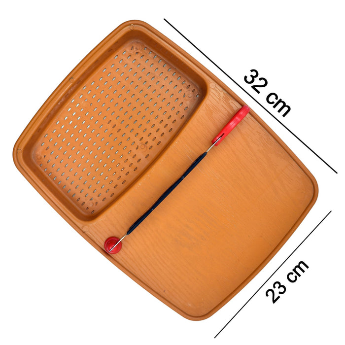 2103 Thick Plastic Kitchen Chopping Cutting Slicing Tray with Holder DeoDap