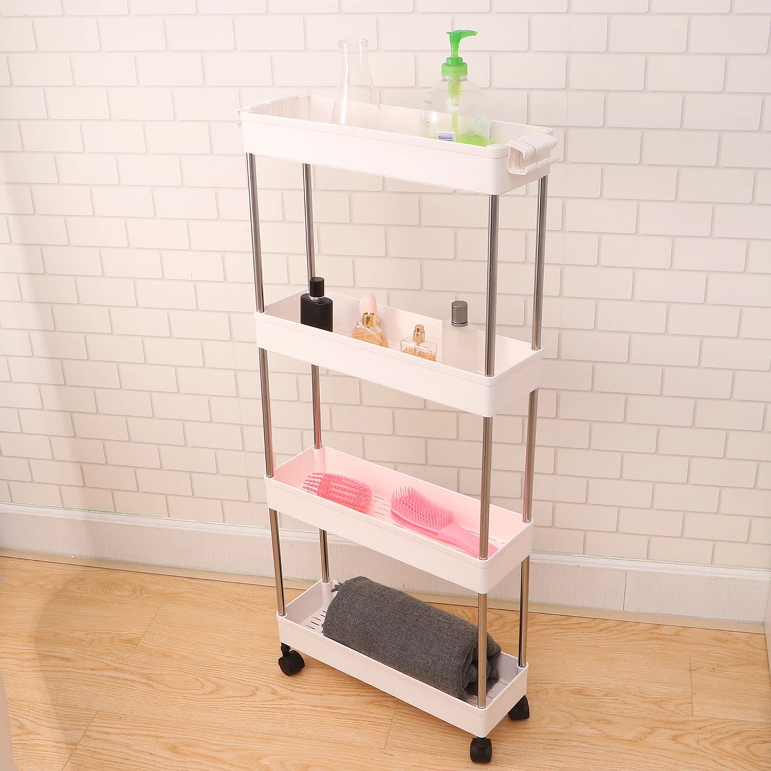 Folding trolley for kitchen storage.