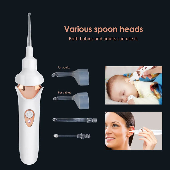 7707 EAR SUCTION DEVICE, PORTABLE COMFORTABLE EFFICIENT AUTOMATIC ELECTRIC VACUUM SOFT EAR PICK EAR CLEANER EASY EARWAX REMOVER SOFT PREVENT EAR-PICK CLEAN TOOLS SET FOR ADULTS KIDS DeoDap