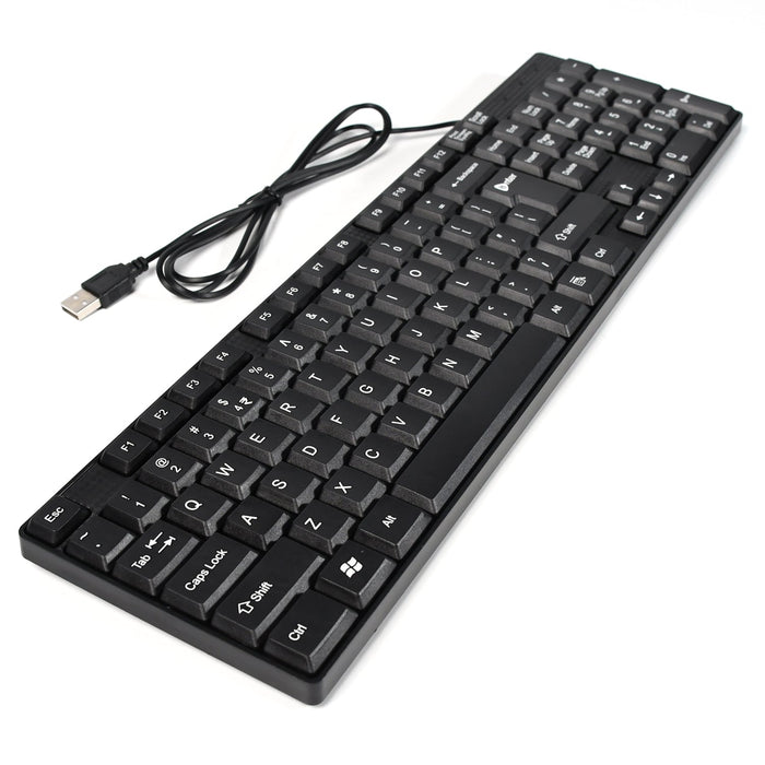 7328 Wired USB 102 Keys, Ergonomic Portable Typewriter Keyboard for Home Office, Plug and Play DeoDap