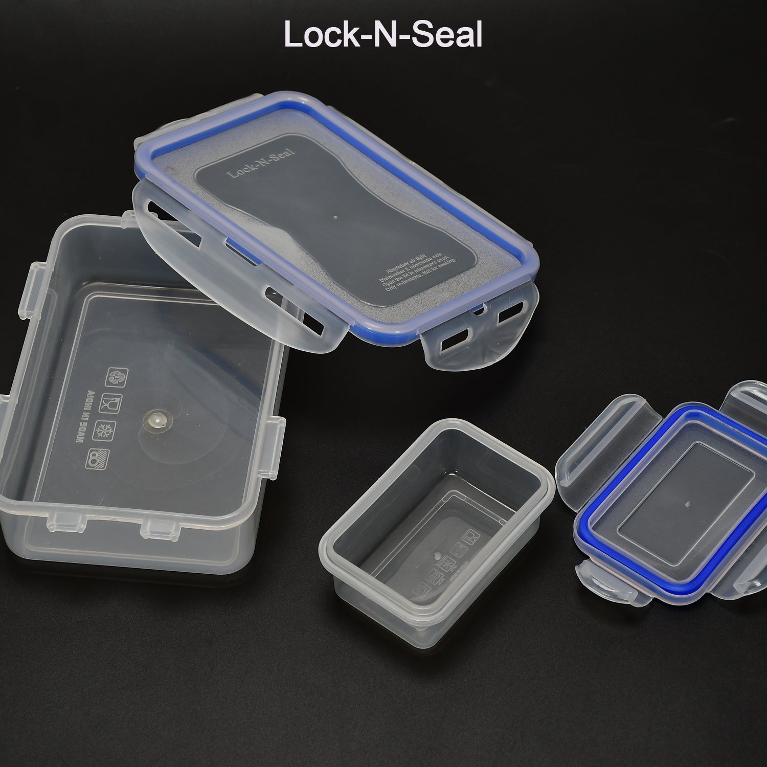 Food storage lunch box with 4 side locks and small container