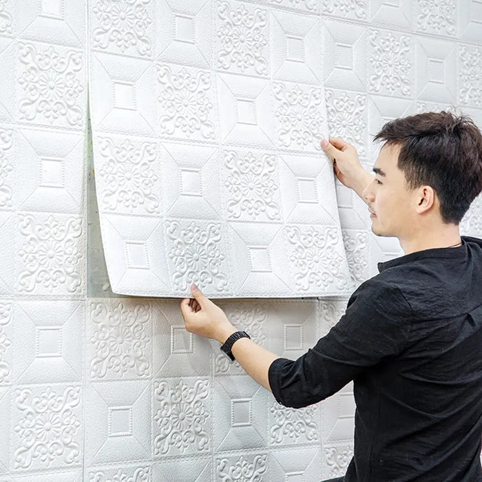 9276 Wallpaper 3D Foam Wallpaper Sticker Panels I Ceiling Wallpaper For Living Room Bedroom I Furniture, Door I Foam Tiles (Square Design) DeoDap