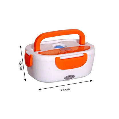 Portable electric lunch box with handle and heating feature