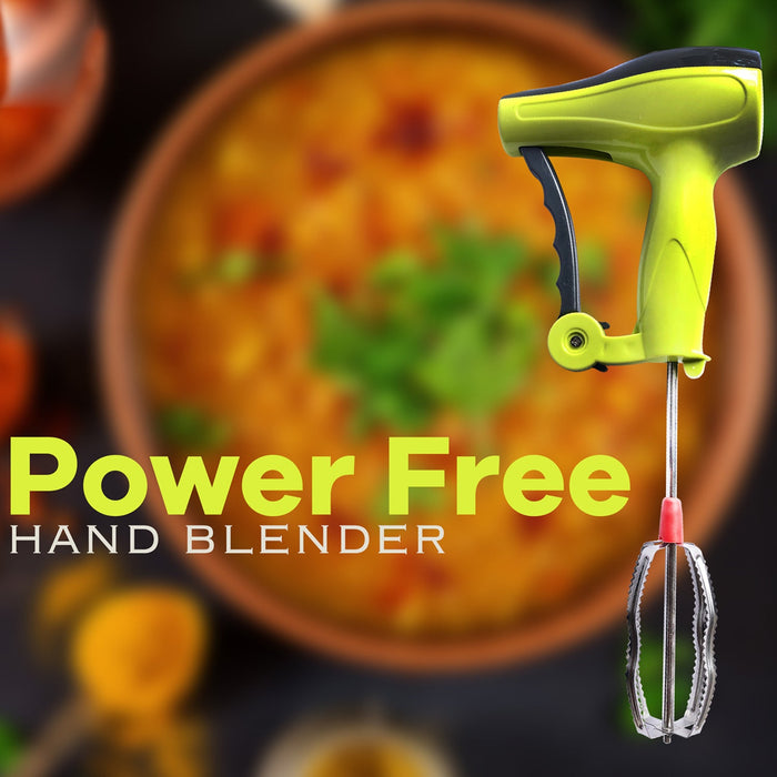 0723A Power Free Manual Hand Blender with Stainless Steel Blades, Milk Lassi Maker, Egg Beater Mixer Rawai DeoDap