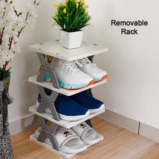 9097 Smart Shoe Rack with 6 Layer Shoes Stand Multifunctional Entryway Foldable & Collapsible Door Shoe Rack Free Standing Heavy Duty Plastic Shoe Shelf Storage Organizer Narrow Footwear Home DeoDap