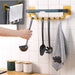 1515 Wall Mounted Double Bar Towel Holder with Hooks | Multifunctional Adjustable Towels Rack for Kitchen/Bathroom | Folding Towel Shelf DeoDap