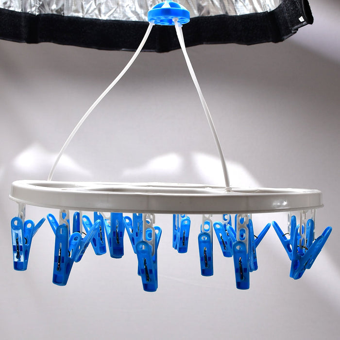 Round cloth drying hanger, plastic, hanging view