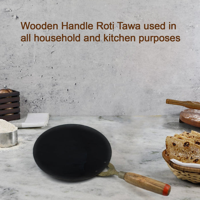2692 Wooden Handle Roti Tawa used in all household and kitchen purposes for making rotis and parathas etc. DeoDap