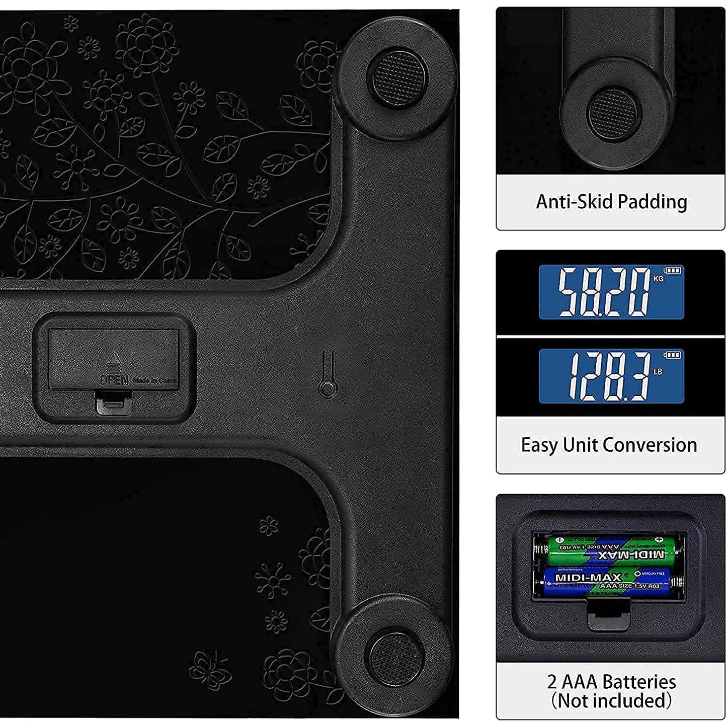 Advanced bathroom scale with user-friendly design for consistent measurements.