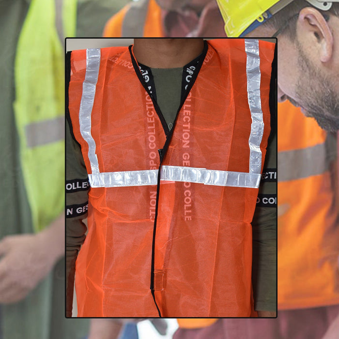 7438 Orange Safety Jacket For Having protection against accidents usually in construction area's. DeoDap