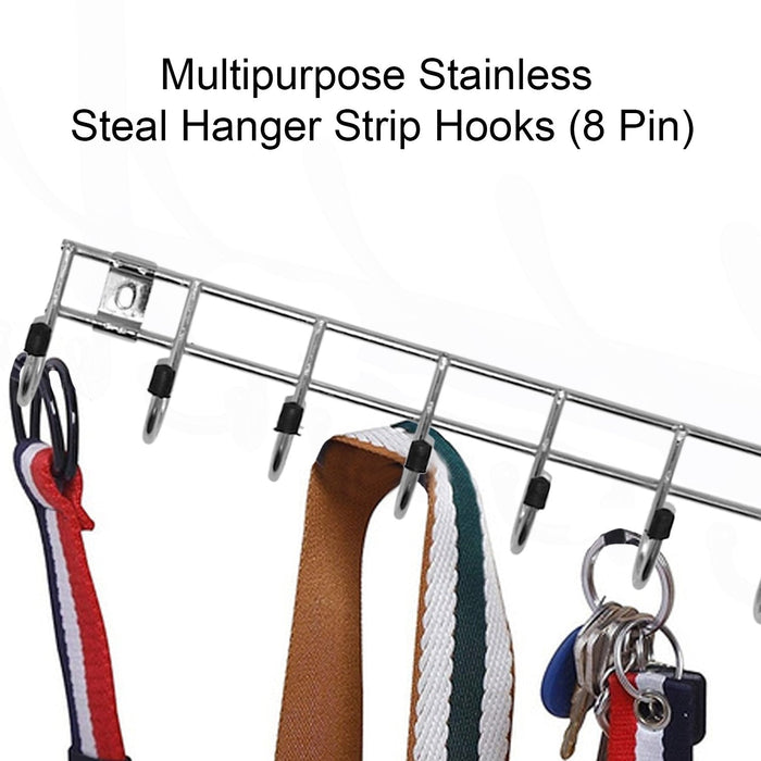 1737 Multipurpose Stainless Steel Hanger Strip Hooks (8 Pin) DeoDap