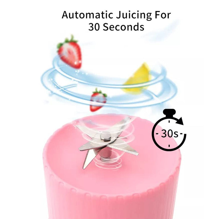 5334A BLENDER PORTABLE JUICER FOR SMOOTHIE , JUICE , VEGETABLE SHAKES WITH 6 BLADES WIRELESS CHARGING MINI PERSONAL SIZE MIXER BOTTLE GRINDER, 380 ML MULTICOLOR DeoDap