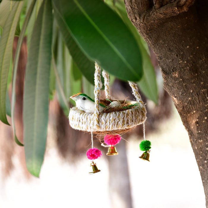 1731 Artificial Jute Hanging Birds Nest Jhumar Chidiyan Ka Ghosla DeoDap