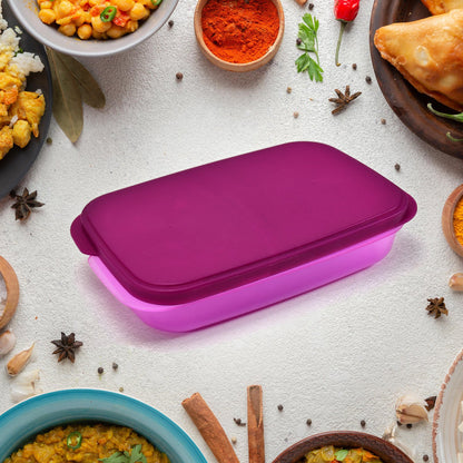 Unbreakable plastic lunch box with leak-proof design.