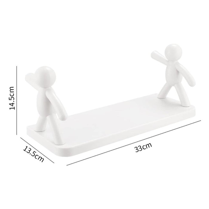 9271B Self Adhesive cute Floating Shelves Wall Shelf | Wall Mounted Organizer - Human Figurine | Brown Box DeoDap