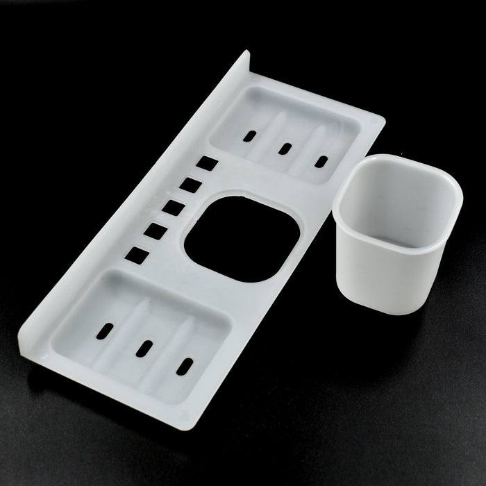 4777 4 in 1 Plastic Soap Dish and plastic soap dish tray used in bathroom and kitchen purposes. DeoDap