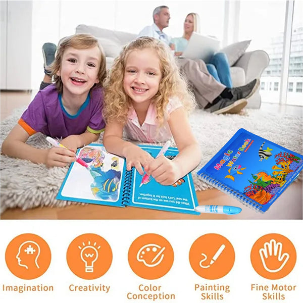 Magic Water Quick Dry Book Water Coloring Book Doodle with Magic Pen Painting BoardSilicon Corner Protector for Sharp Edges, Table Corners Edge Protector, Baby Proofing Edge & Corner Guards (NS0150)