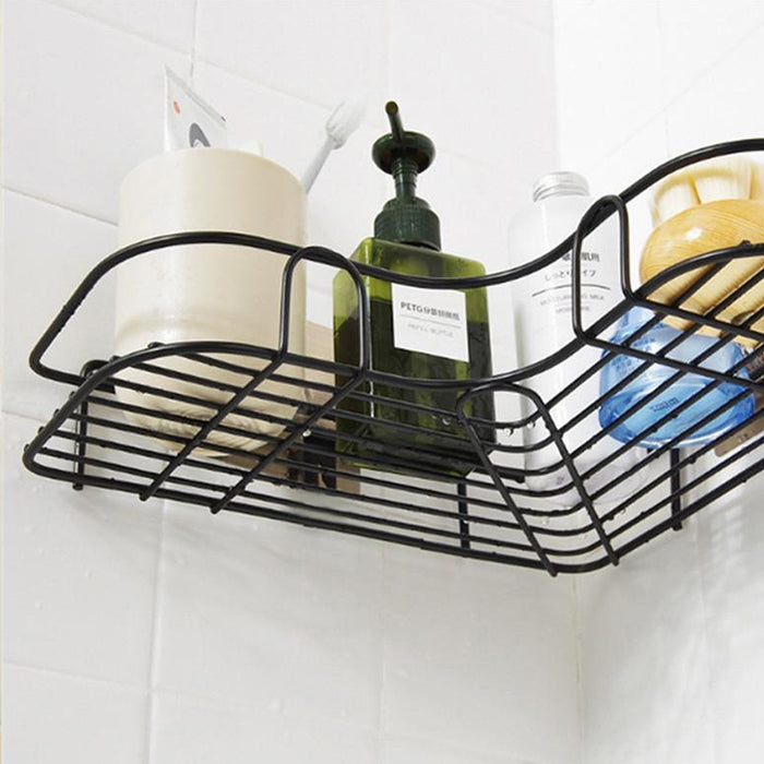 1759 Self-Adhesive Kitchen-Bathroom Corner Shelf Organiser Storage Rack DeoDap